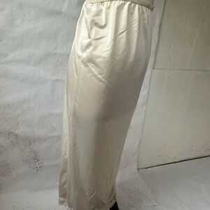 Vintage Women’s Cream Nylon Lace Trim Maxi Skirt with Slip